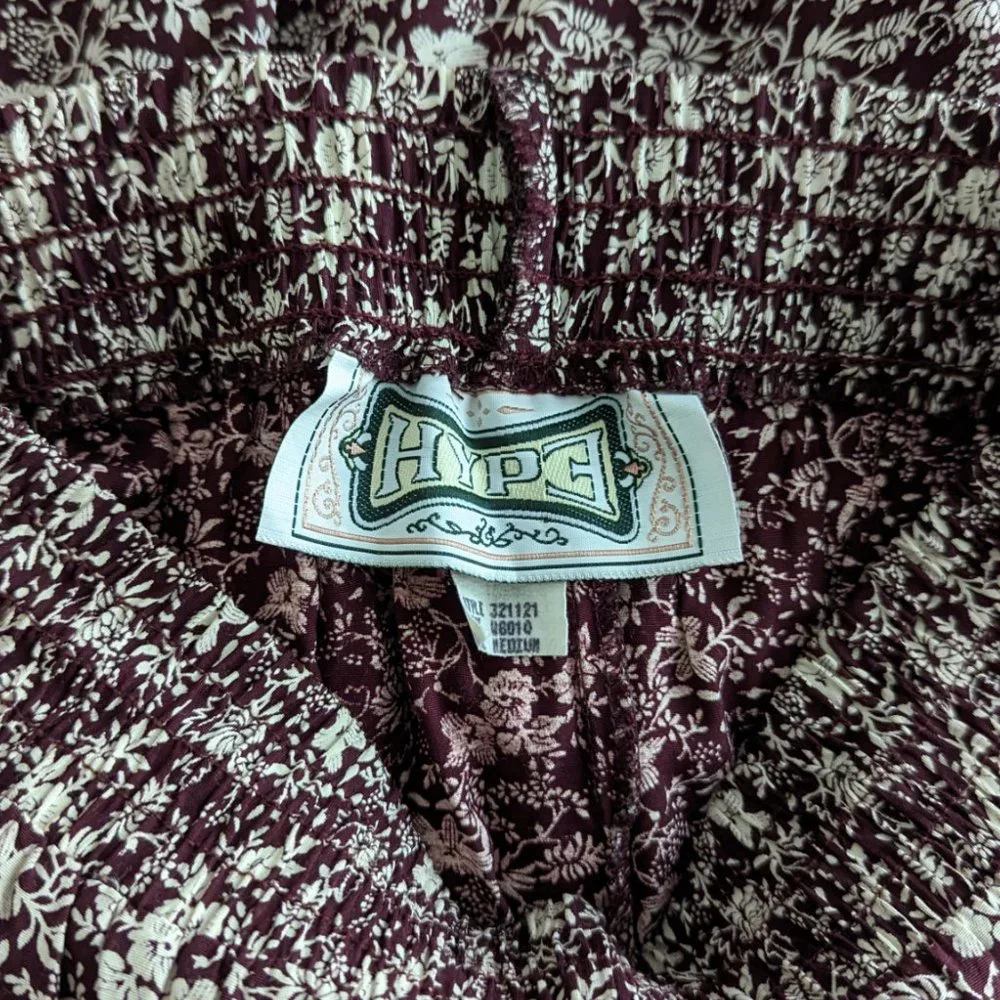 Women's Hype floral palazzo pants, brown, size M - Picture 3 of 4